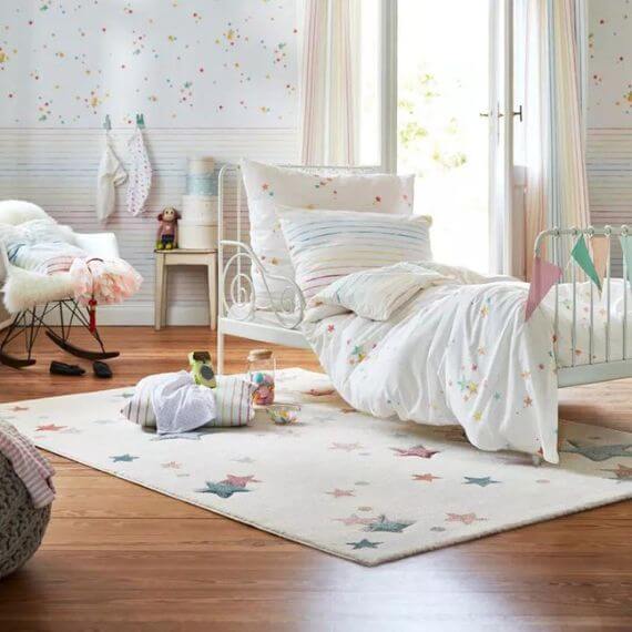 Tapis pour chambre enfant étoilé blanc Jonne Esprit Home